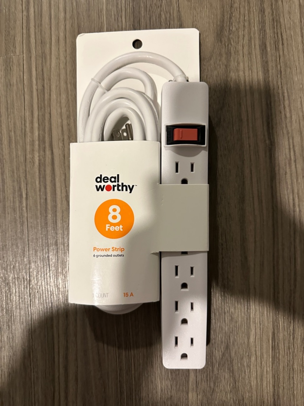 deal worthy 8ft White Power Strip - 6 Outlet Surge Protector